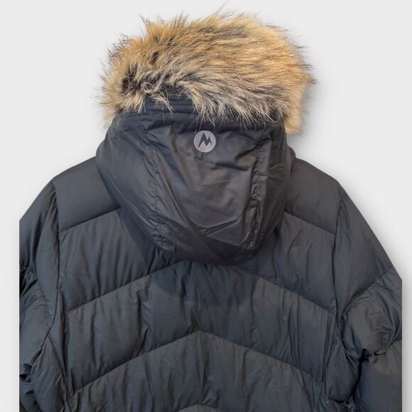 Marmot Montreaux 700 Fill Power Down Hooded Coat with Faux Fur Trim Size XL - Picture 11 of 16